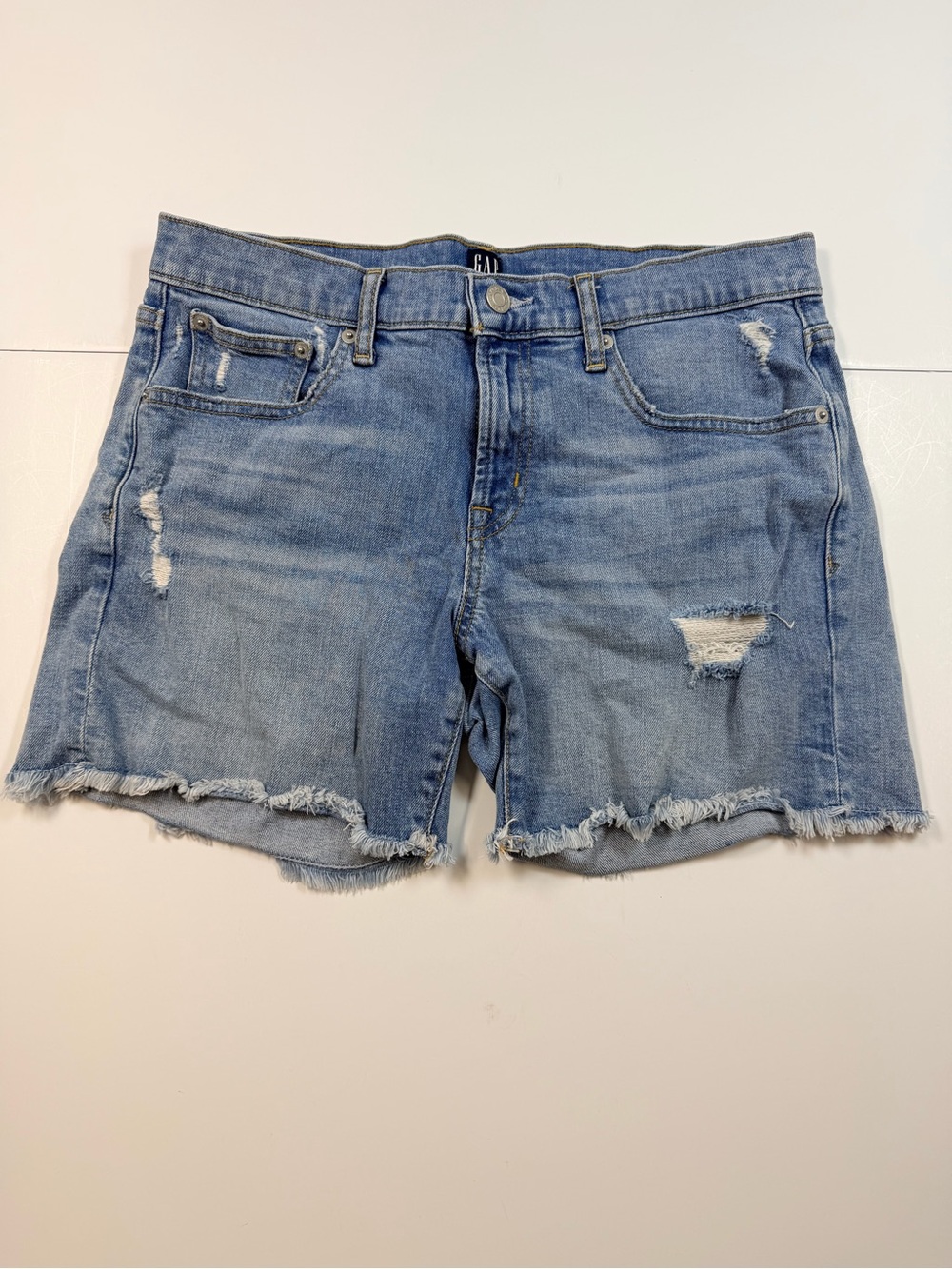 GAP Light Wash Distressed Denim Cutoff Shorts - Women's